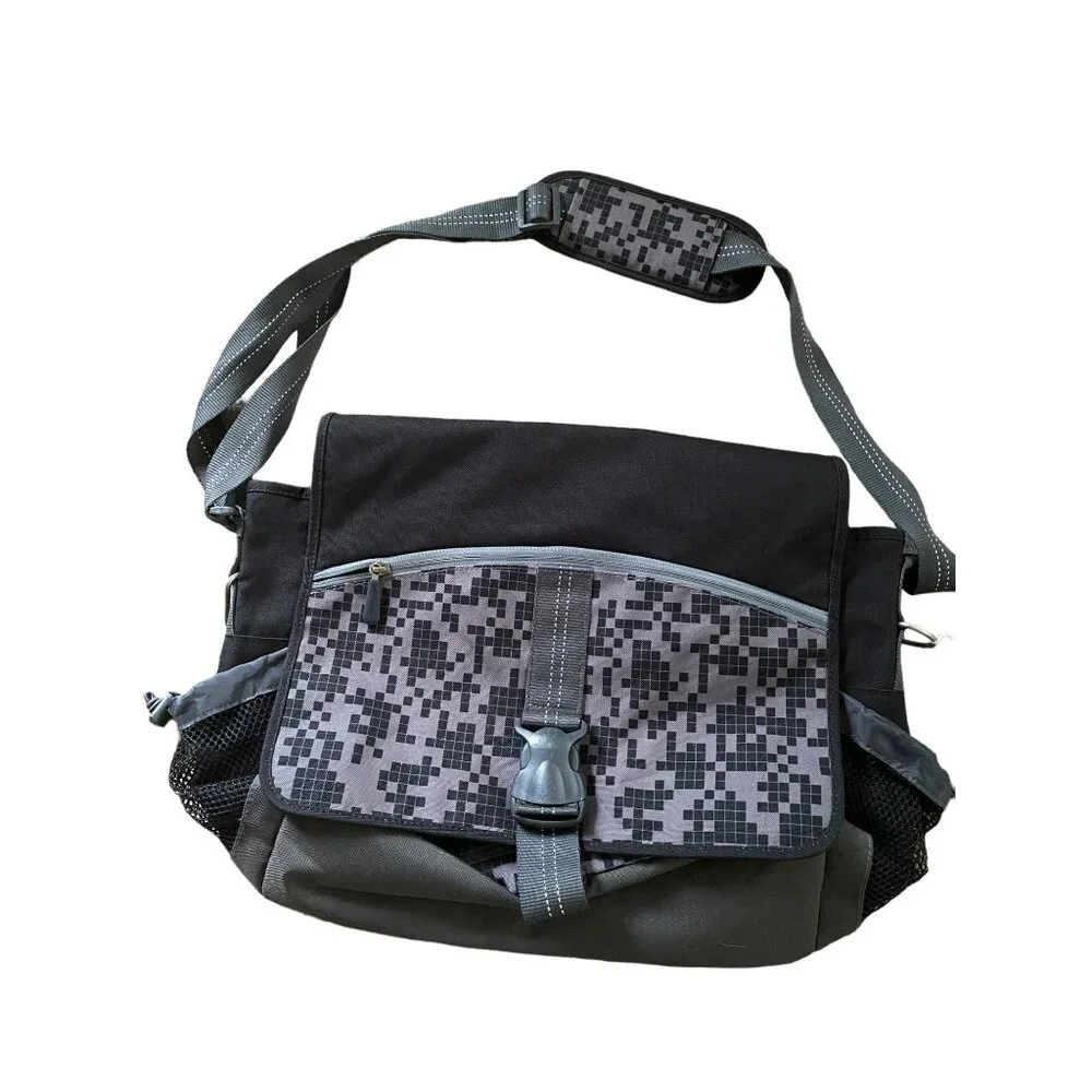 PB Teen Black &‎ Gray Digital Camo Messenger Bag With Adjustable Strap